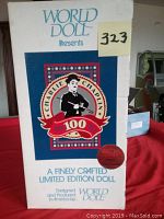 Front view of the original box featuring World Doll logo and Charlie Chaplin limited edition details.