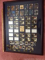 Full view of large 31x40 inch decorative frame containing arranged 1998-99 NHL McDonald's Ice hockey cards with some empty and some filled slots, including a central plaque with NHL, McDonald's Ice and Upper Deck logos.