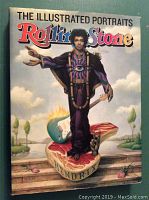 Book cover showing illustrated portrait of Jimi Hendrix with title 'The Illustrated Portraits Rolling Stone'.
