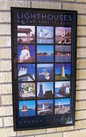 Front view of the framed lighthouses print showing all images and text.