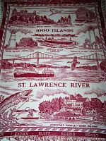Full view of the woven throw blanket showing scenic landmarks and text.