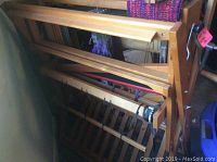Folded wooden frame loom marked Schacht Spindles