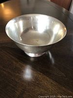 Full profile view of sterling silver bowl