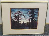 Full view of the framed Lawren Harris Beaver Swamp fine art print showing the frame, matte, and artwork clearly.