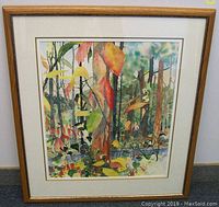 Framed watercolour painting showing the full artwork and wooden frame from a frontal perspective.