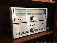 Front view of Sony ST-313 FM-AM tuner and TA-F3A amplifier stacked