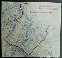 Front cover of the book showing a detailed map with a red outline around the Leather District and the Fort Point Channel in Boston, titled 'The Leather District and the Fort Point Channel - The Boston Photo-Documentary Project'.