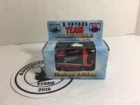 Photo of the front of the box showing the Buffalo Sabres branded Zamboni collectible in original sealed packaging labeled '1998 Team Collectible Limited Edition'.