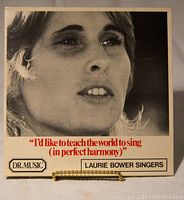 Front of original record sleeve with close-up of woman's face and Laurie Bower Singers label.