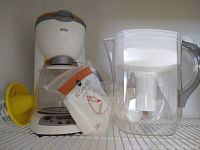 Braun drip coffee maker with carafe and funnel filter, Brita water filter pitcher