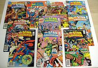 Lot of ten All Star Squadron comic books from DC Comics, issues #30 through #39, showing colorful illustrated covers with superheroes and action scenes.