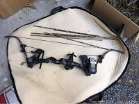 Image of bow and arrows inside an open padded case with bowstring clearly visible