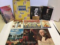 Overview of all 10 vintage US Presidents and US history books showing front covers and titles.