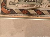 Close-up photo showing lithograph title and printer's mark 'LITHOGRAPHED by A. HOEN & CO. of BALTIMORE Established 1835'.