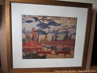 Framed lithograph showing the full artwork "Mist Fantasy" with visible wood frame and white matting.