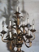 Full view of the floor lamp showing the ten bulb holders and floral styling.