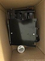 Top view of black heavy steel swivel arm TV wall mount with mounting plate.