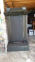Front view of Weslo Cadence 70e treadmill unfolded showing running belt and console area.