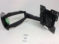 Black articulating TV wall mount arm folded with mounting plate visible