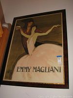 Full front view of framed print showing dancing couple and printed title