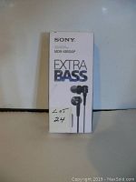 Front view of the box of Sony MDR-XB50AP Extra Bass headphones showing branding and model.