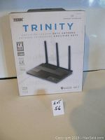 Front of the Terk Trinity antenna box showing model name, branding, and product image with three antennas and 4K resolution support indicated.