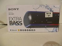 Front of Sony SRS-XB31 Bluetooth speaker retail box showing product image and model number.