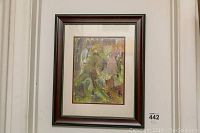 Full view of framed abstract painting signed by Alex Hare showing overall condition and frame style.