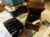 Phonograph and box of cylinders overview
