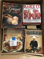 Box of four assorted cookbooks as described above with titles and cover images visible.