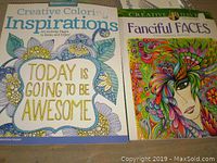 Two adult colouring books: 'Creative Colour Inspirations' and 'Creative Haven Fanciful Faces' showing front covers