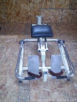 Top view of rowing machine showing footrests and frame.