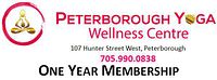 Membership voucher graphic showing centre logo, address, phone and “One Year Membership” text