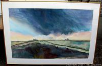 Front centered view of framed watercolor painting
