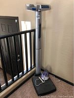 Full view of scale and face steamer placed on stair landing