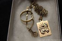 Ring and chain with pendant displayed in box