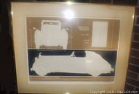 Framed embossed serigraph artwork of the Rolls-Royce Phantom III Sedan de Ville by Roy Williams showing the full image with coloration and framing details.