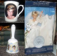 Princess Diana bridal doll in original unopened box from Royal Britannia Collection, showing box wear