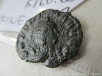 Obverse of the ancient Roman bronze Antoninianus coin showing Empress Salonina profile and inscriptions.
