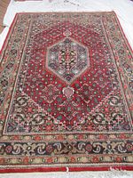 Full rug laid flat showing overall pattern and borders