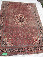 Overhead shot of full rug showing central medallion and border