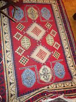 Full top-down view of entire rug showing overall design, color and size