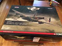 Box with image of Avro Lancaster model plane and text showing edition details and scale