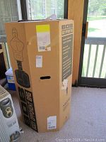 Box of BOB Body Opponent Bag standing upright indoors.