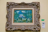 Full view of the framed oil painting on wall