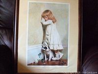 Close-up print of the artwork focusing on the girl and dog in the corner.