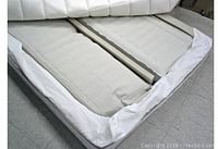 Photo of the Sleep Number adjustable inflatable bed showing the fabric cover and two separate air chambers.