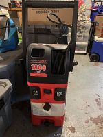 Front view of Clean Force power washer showing model details and design.