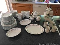 Overview of dinnerware set on kitchen counter