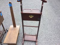 Photo showing the wood step stool on the left and wood butler caddy in center